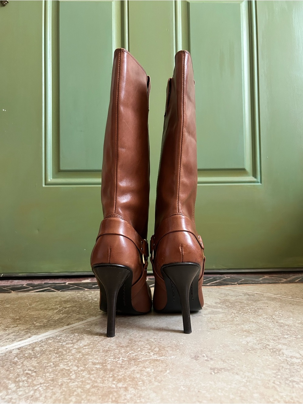 Michael by Michael Kors Brown Genuine Leather Buckle Heeled Boots 9M - Picture 4 of 9